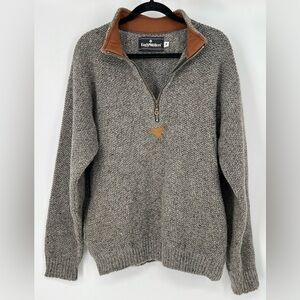 EARLY WINTERS VINTAGE 100% WOOL PULLOVER QUARTER ZIP SWEATER